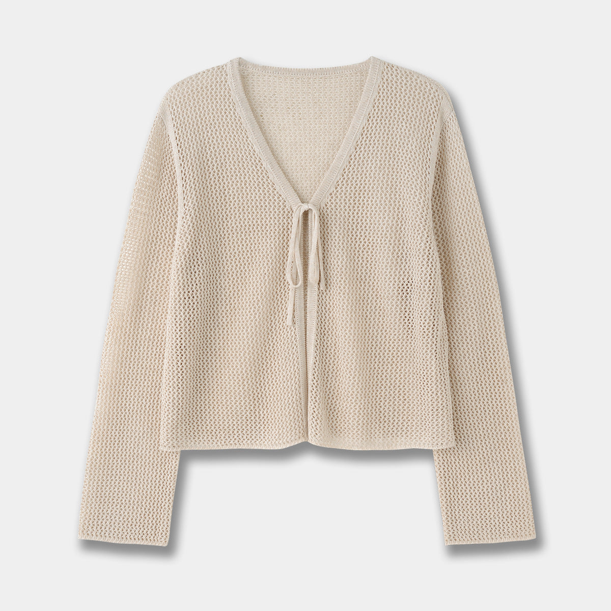 V-neck Lace-up Hollow Knitted Cardigan