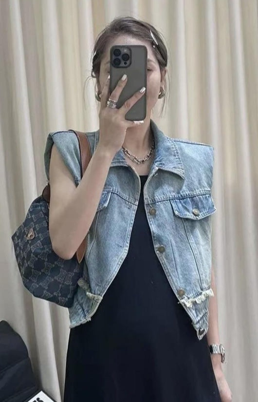 Women's High-end Chic Vest Thin Sleeveless Denim Vest