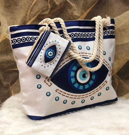 Devil's Eye Cotton Portable Large Capacity Shoulder Bag