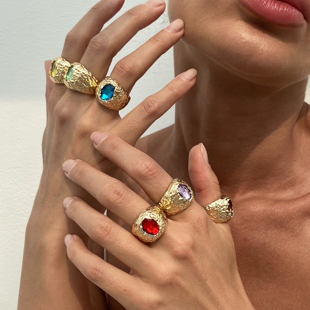 Geometric Metal Diamond Ring