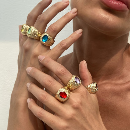 Geometric Metal Diamond Ring