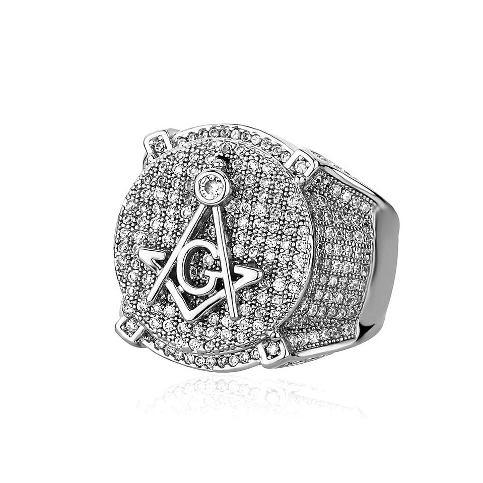 Retro AG Masonic Letters HipHop Ring