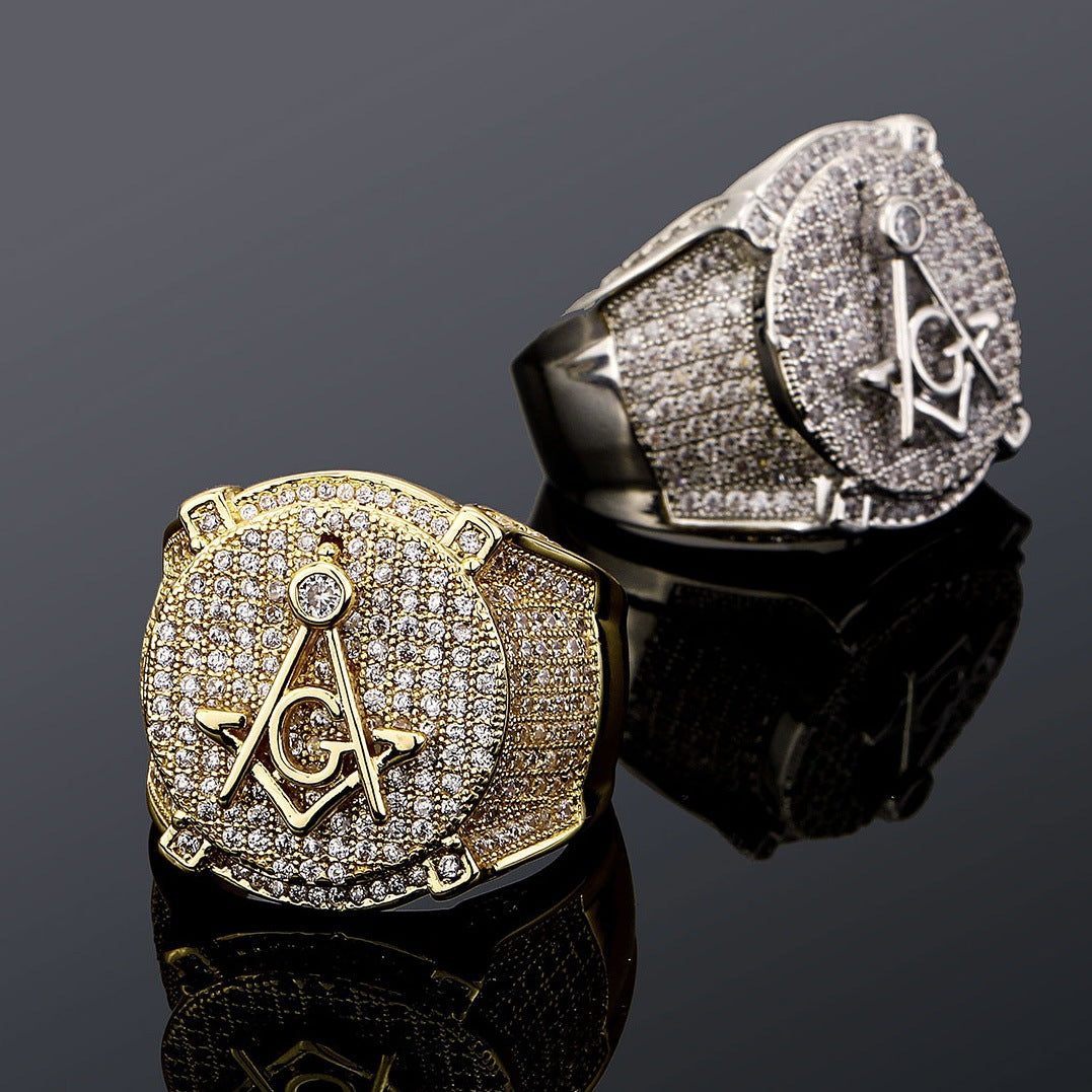Retro AG Masonic Letters HipHop Ring
