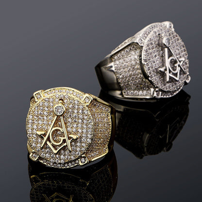 Retro AG Masonic Letters HipHop Ring