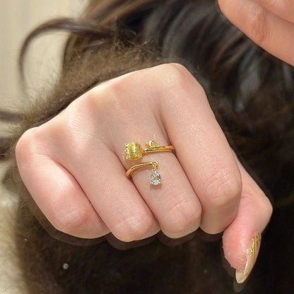 Ancient Style Alluvial Gold Brushed Lily Ring
