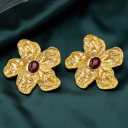 Retro Exaggerated Irregular Flower Earrings
