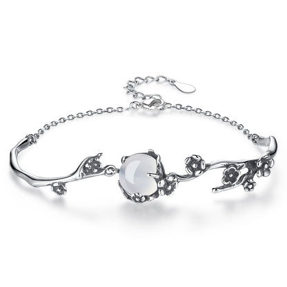 Moon Shadow Hanmei Plum Bracelet Women's Fashion Plated Ancient Thai Silver
