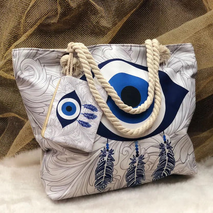 Devil's Eye Cotton Portable Large Capacity Shoulder Bag