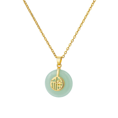 Oval Cat's Eye Pendant Titanium Steel Necklace Niche