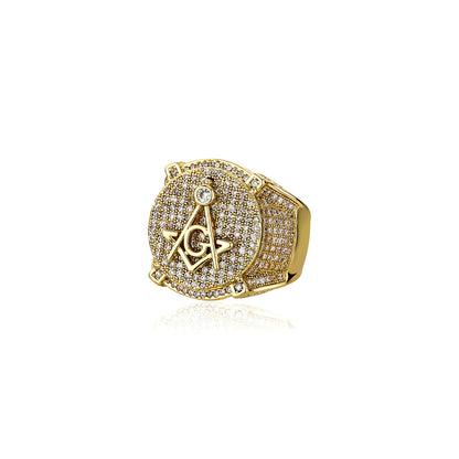 Retro AG Masonic Letters HipHop Ring