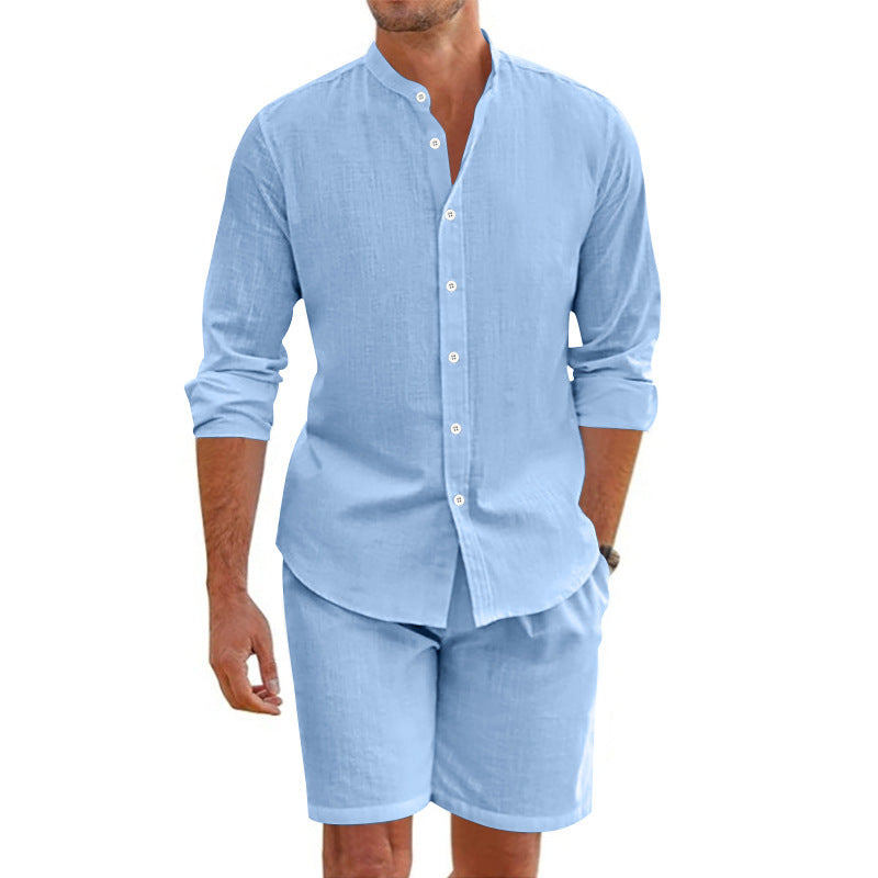 Linen Button Shirt Cardigan Simple Casual Beach Suit