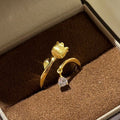 Ancient Style Alluvial Gold Brushed Lily Ring
