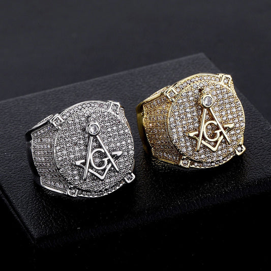Retro AG Masonic Letters HipHop Ring