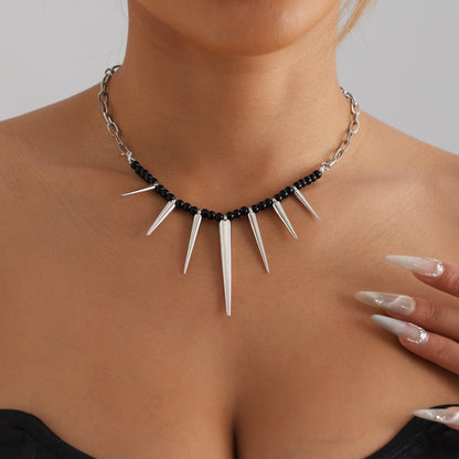 Punk Stitching Chain Black Beaded