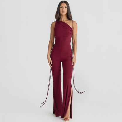Women's Fashionable With Side-slit Slim Fit Bodysuit