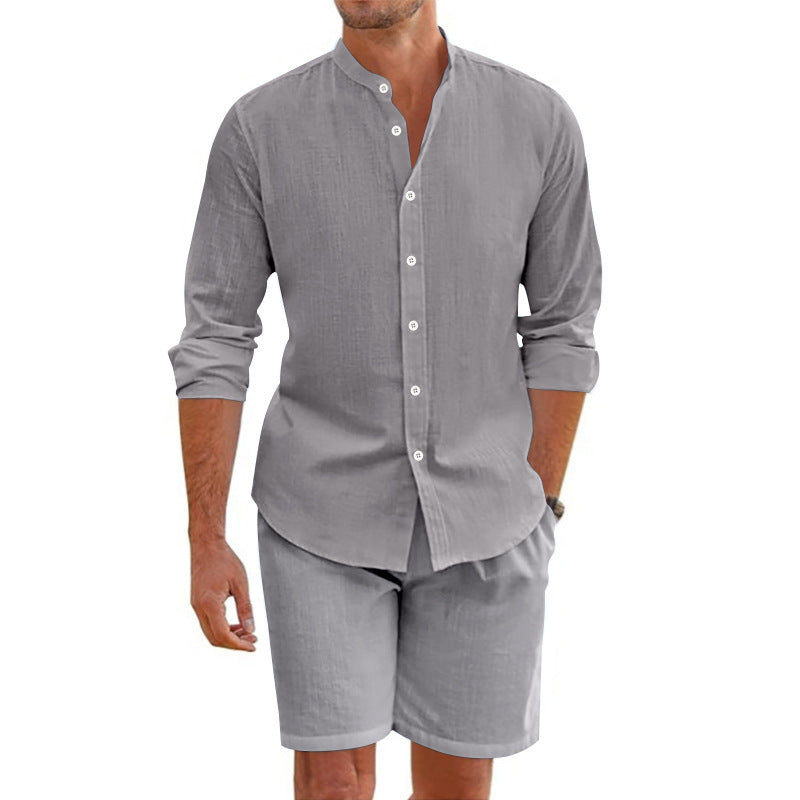 Linen Button Shirt Cardigan Simple Casual Beach Suit