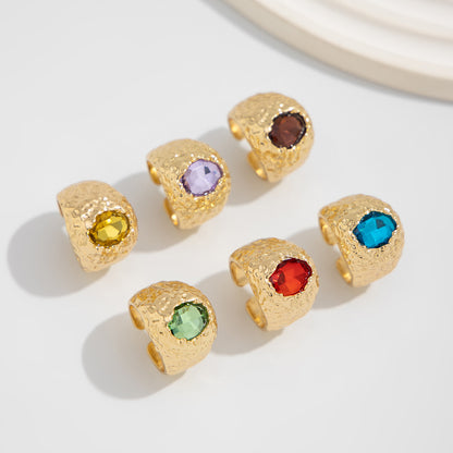 Geometric Metal Diamond Ring