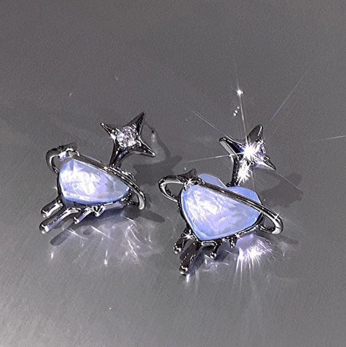 Zircon Heart-shaped Stud Earrings