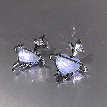 Zircon Heart-shaped Stud Earrings