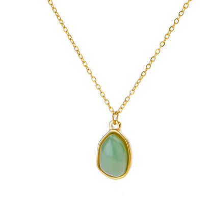 Oval Cat's Eye Pendant Titanium Steel Necklace Niche