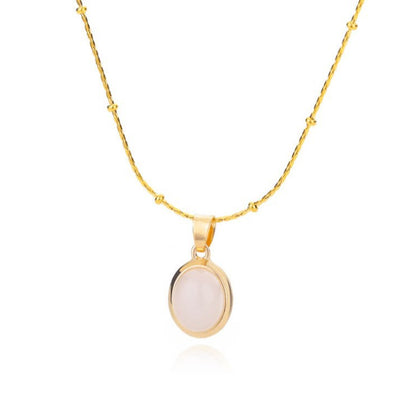 Oval Cat's Eye Pendant Titanium Steel Necklace Niche