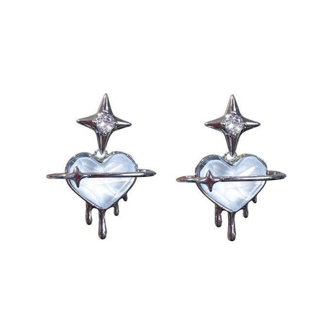 Zircon Heart-shaped Stud Earrings