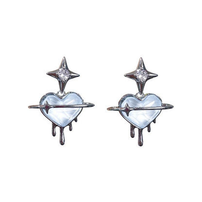 Zircon Heart-shaped Stud Earrings