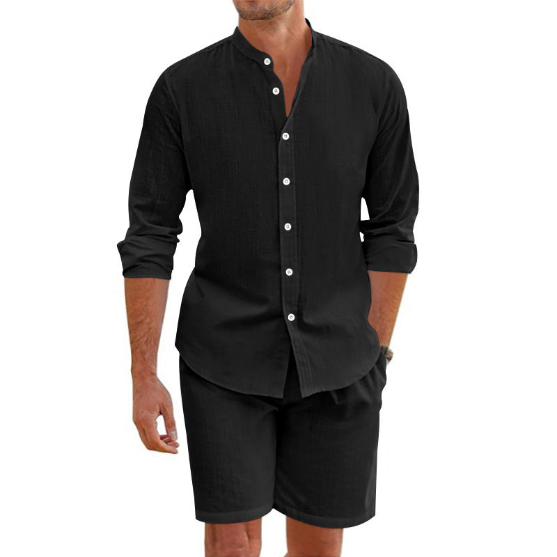 Linen Button Shirt Cardigan Simple Casual Beach Suit