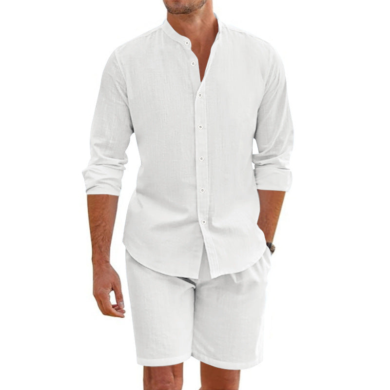 Linen Button Shirt Cardigan Simple Casual Beach Suit