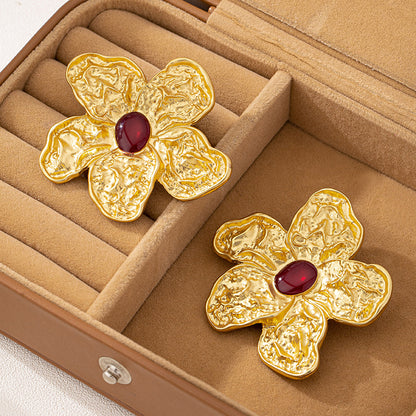 Retro Exaggerated Irregular Flower Earrings