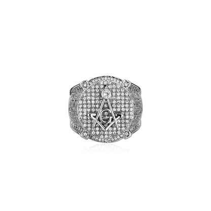 Retro AG Masonic Letters HipHop Ring