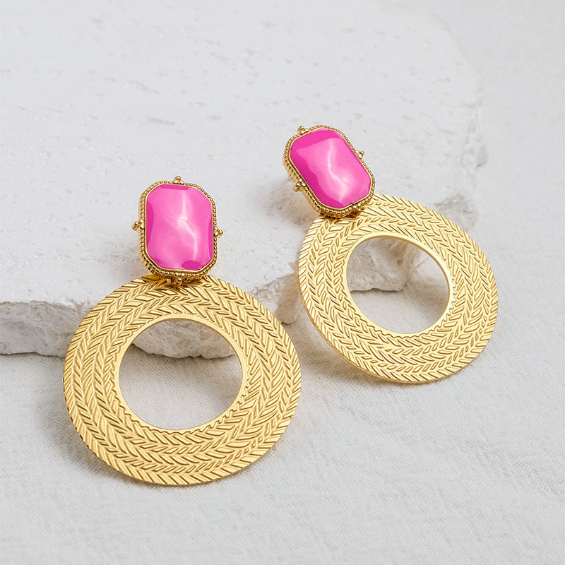 Temperament Wild Metal Circle Stainless Steel Eardrop