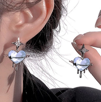 Zircon Heart-shaped Stud Earrings