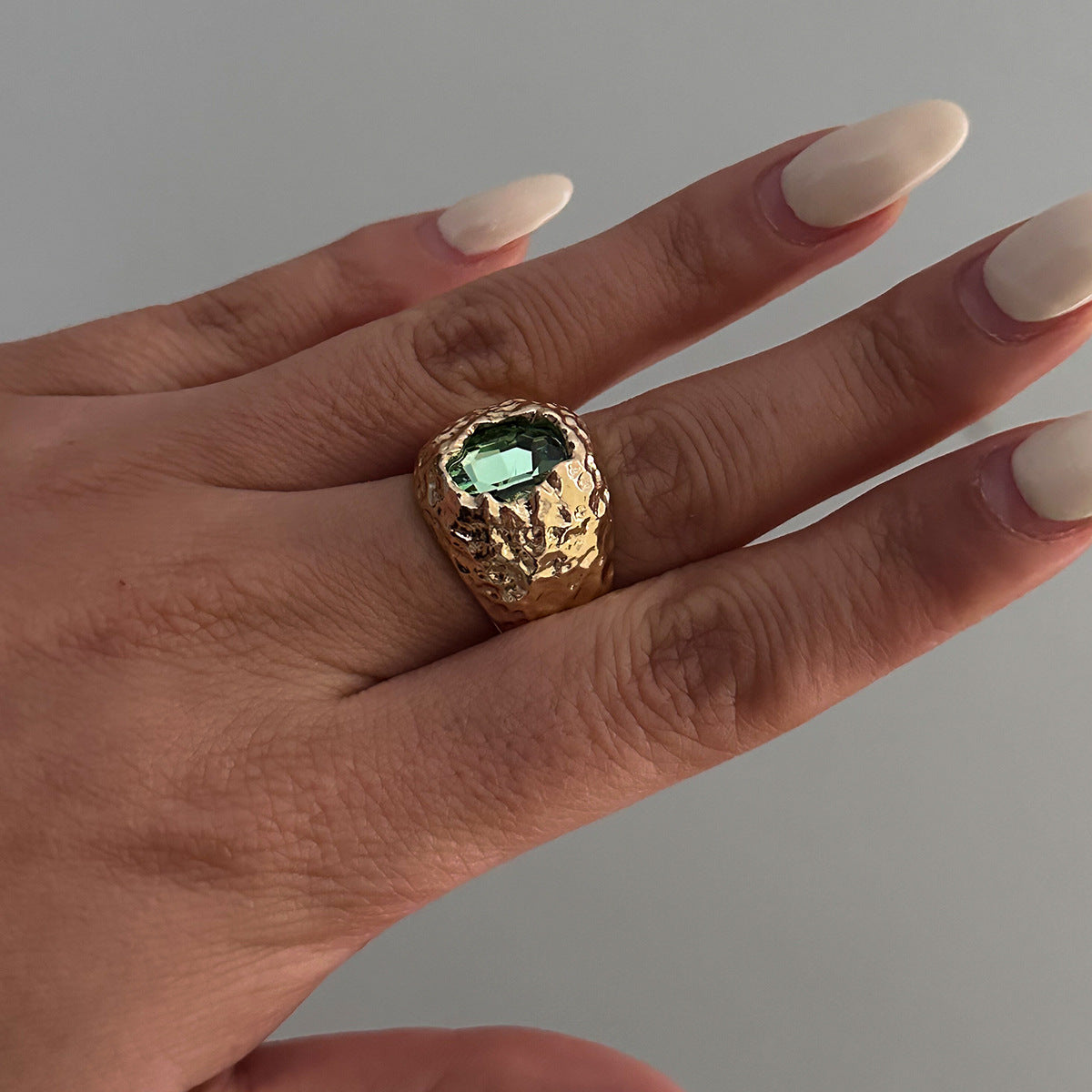 Geometric Metal Diamond Ring
