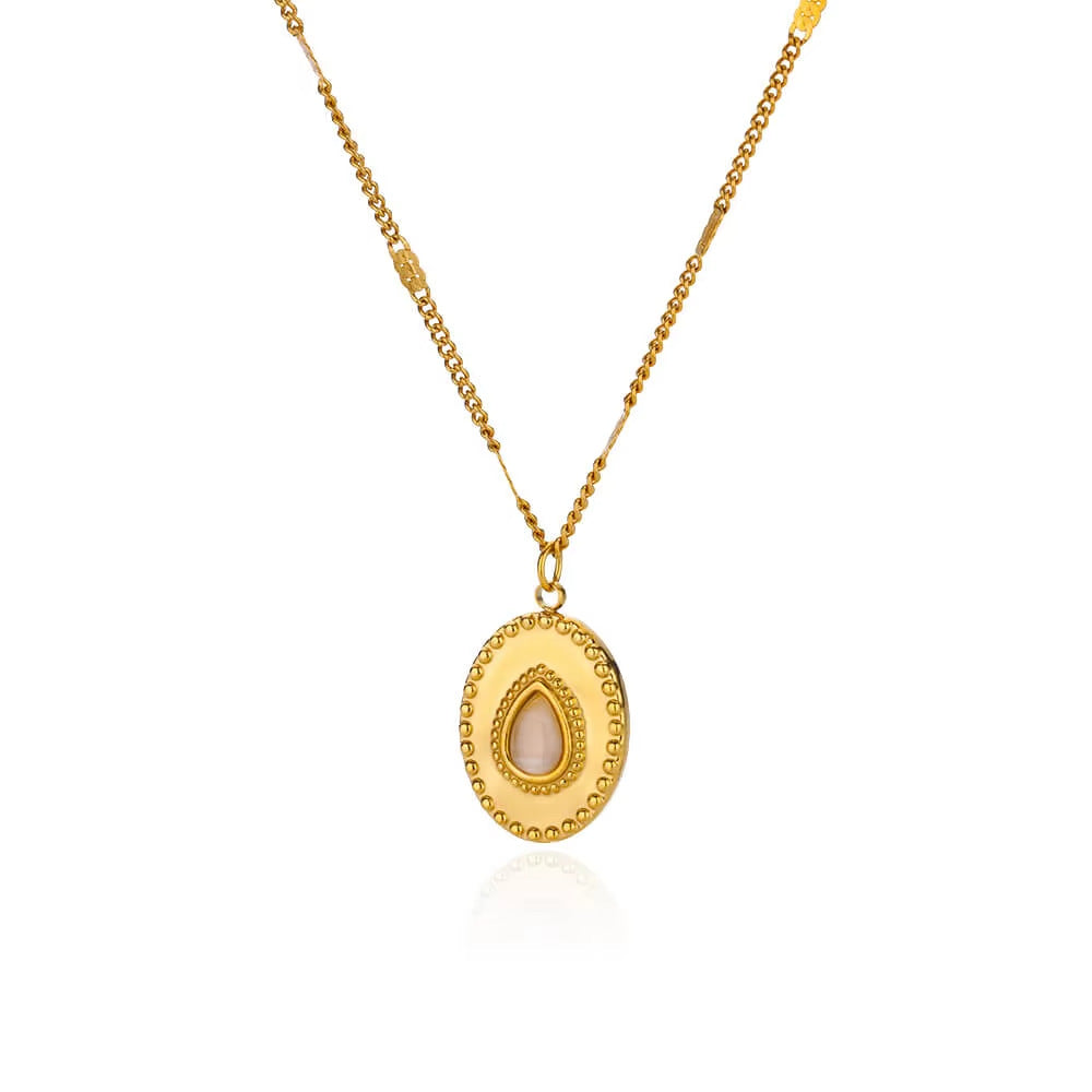 Oval Cat's Eye Pendant Titanium Steel Necklace Niche