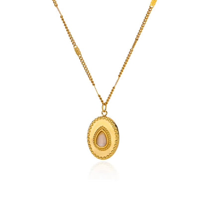 Oval Cat's Eye Pendant Titanium Steel Necklace Niche