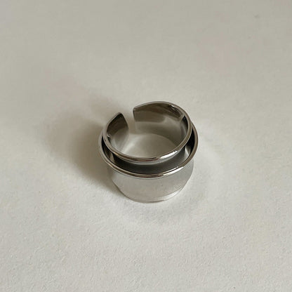 Maillard Style Chocolate Dripping Oil Double-layer Metal Open Ring