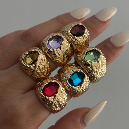 Geometric Metal Diamond Ring