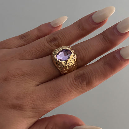 Geometric Metal Diamond Ring
