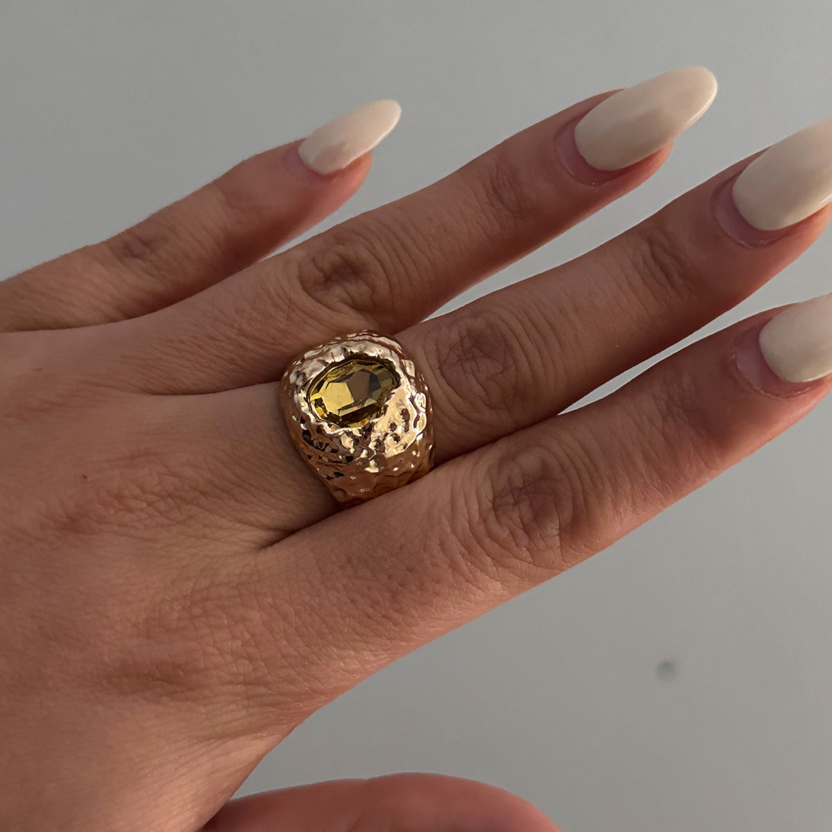 Geometric Metal Diamond Ring