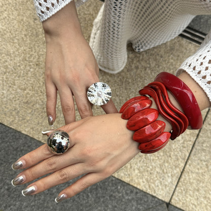 Geometric Blooming Red Bracelet
