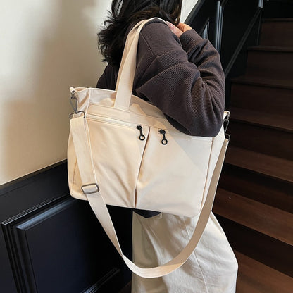 Solid Color Casual Large Capacity Portable Messenger Bag