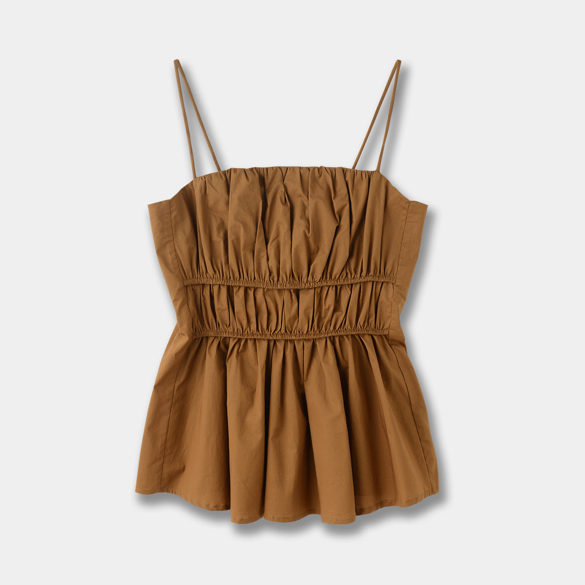Pleated Camisole Top Brown Waisted Vest