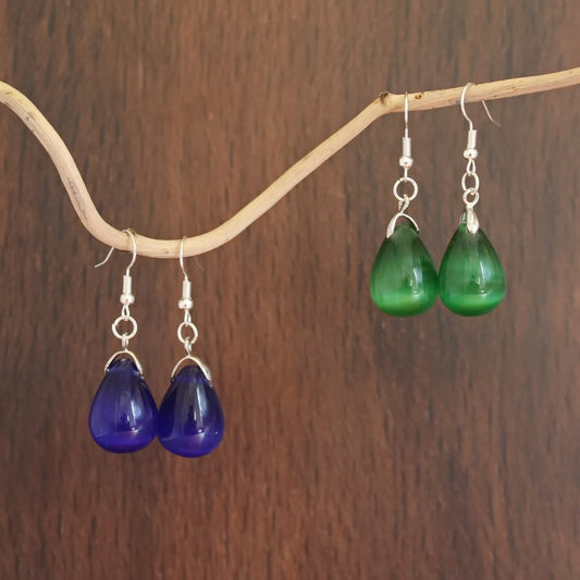 European And American Water Drop Earrings Natural Opal