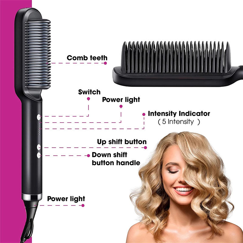 2 In 1 Hair Straightener| Curling Tong| Dual-purpose Electric Hair Brush
