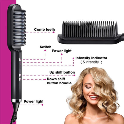 2 In 1 Hair Straightener| Curling Tong| Dual-purpose Electric Hair Brush