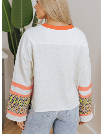 Apricot Western Aztec Patch Mineral Wash Loose Fit Top