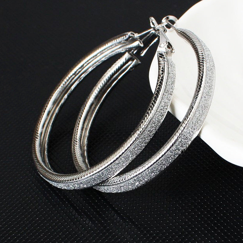 Frosted Big Circle Earrings