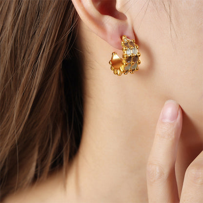 Gold Plated C- Shaped Earrings