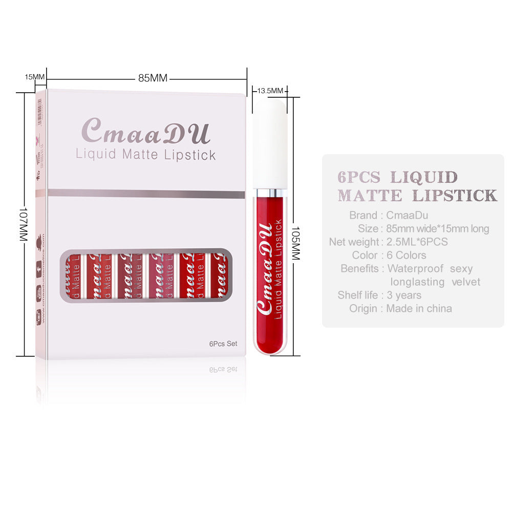 Set of 6| Matte Non-stick Lipstick| Long Lasting Lip Gloss